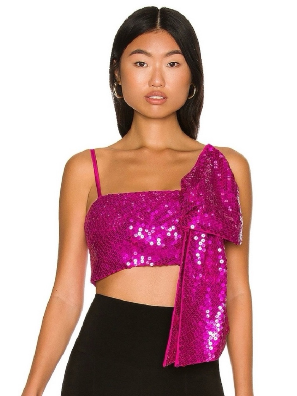 NEW AMUR REVOLVE PINK SEQUIN CROP TOP